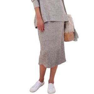 Soft Surroundings Drella Soft Ribbed Knit Midi Skirt in Grey Size L